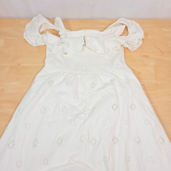 Forever That Girl Ruffled Eyelet Square-Neck Dress Women's Sz L Anthropologie - Picture 6 of 13